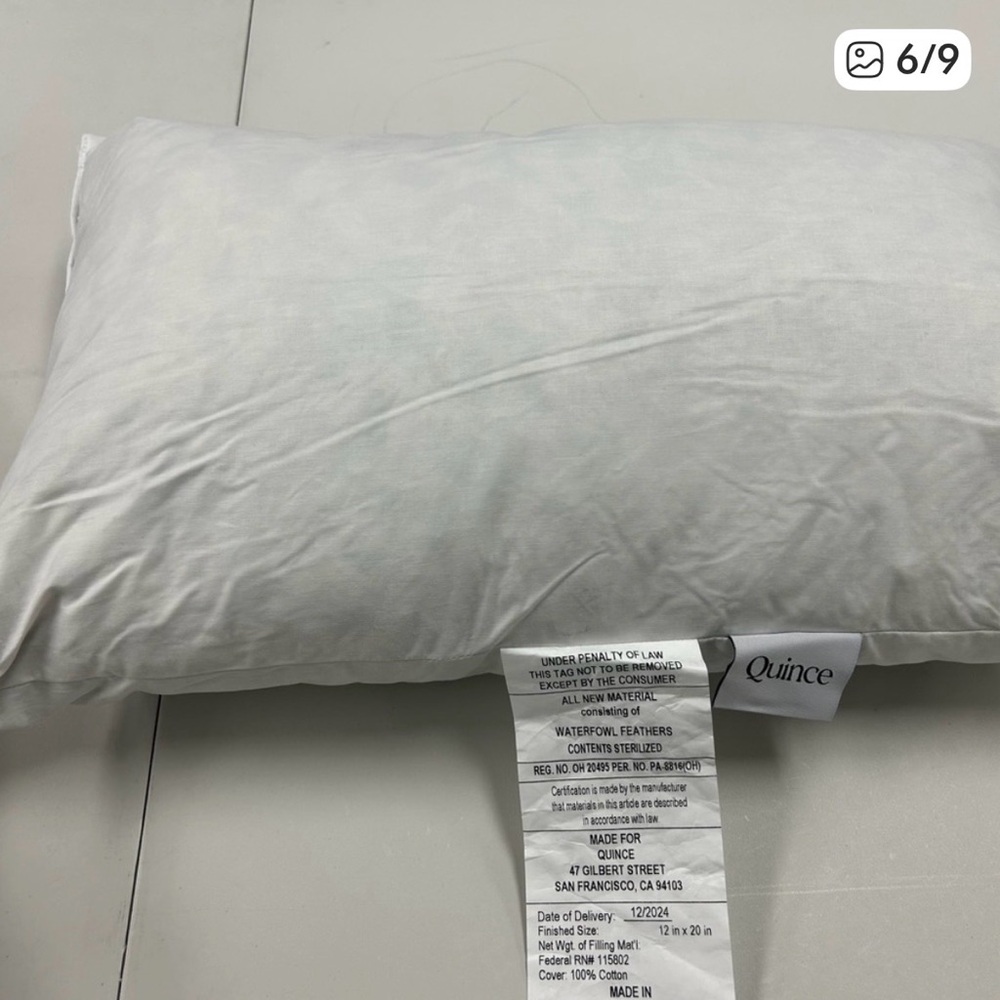NWOT QUINCE Pack Of 2 12x20 Premium Feather Pillow Inserts - Picture 3 of 4